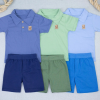 Conjunto Polo Infantil Elegância e Diversão para Meninos Azul Escuro