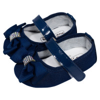 SAPATILHA COM VELCRO PARA BEBÊ LAÇO E STRASS MARINHO
