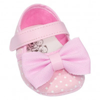 SAPATILHA COM VELCRO PARA BEBÊ LAÇO E POÁ ROSA CLARO