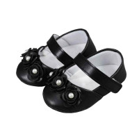 SAPATILHA PARA BEBÊ COM VELCRO E FLORZINHAS PRETO