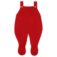 SAÍDA MATERNIDADE DE TRICÔ 4 PEÇAS JARDINEIRA, BODY, TOUCA E MANTA VERMELHO