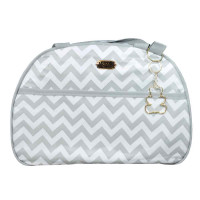 KIT BOLSA MATERNIDADE 5PÇS COM ESTAMPA CHEVRON CINZA