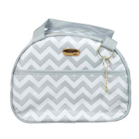 KIT BOLSA MATERNIDADE 5PÇS COM ESTAMPA CHEVRON CINZA