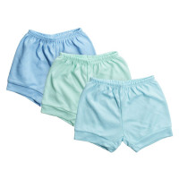 KIT SHORTS PARA BEBÊ MENINO LISO CANELADO 3 UNI.