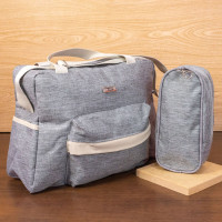 KIT BOLSA MATERNIDADE COM NECESSAIRE LUXO CINZA