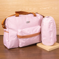 KIT BOLSA MATERNIDADE COM NECESSAIRE LUXO ROSÊ