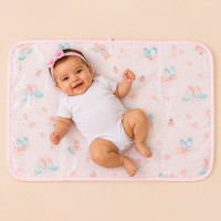 Trocador de Fralda Portátil Bebê Impermeável 75x45cm Algodão Hipoalergênico Estampa Borboletas