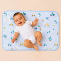 Trocador de Fralda Portátil Bebê Impermeável 75x45cm Algodão Hipoalergênico Estampa Carrinhos