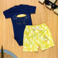 Conjunto para Bebê Body Curto e Shorts Fusca Surf Marinho