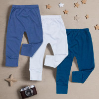 KIT CALÇA PARA BEBÊ MENINO COM PÉ REVERSÍVEL 3 PÇS BÁSICA