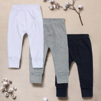 KIT CALÇA PARA BEBÊ NEUTRO COM PÉ REVERSÍVEL 3 PÇS BÁSICA