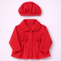 Casaco Soft Bebê Menina Inverno com Boina Elegante Vermelho