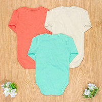 KIT BODY PARA BEBÊ NEUTRO VERDE MANGA LONGA 3 PÇS BÁSICO COLORS