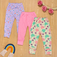 Kit Calça para Bebê Pé Reversível 3 Pçs Estampadinha Coração