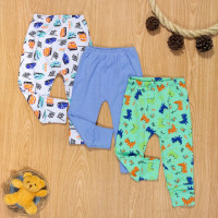 Kit Calça para Bebê Pé Reversível 3 Pçs Estampadinha Dino Car