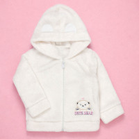 Blusa Capuz Com Orelinha Em Fleece Bebê Menina Inverno Creme