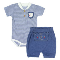CONJUNTO CURTO BODY E BERMUDA BORDADINHO URSO AZUL