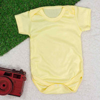 BODY MANGA CURTA CANELADINHO PARA BEBÊ AMARELO