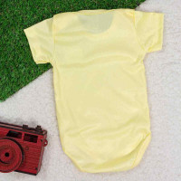 BODY MANGA CURTA CANELADINHO PARA BEBÊ AMARELO