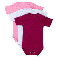 Kit Body para Bebê Menina Manga Curta 3 Pçs Básico Colors