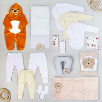 Kit Enxoval para Bebê Menino com 17 Peças 0-12M Urso Bege
