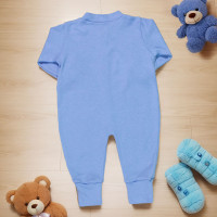 Macacão para Bebê Longo Algodão 4 Botões Básico Color Azul Claro