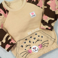 CONJUNTO PARA BEBÊ MOLETOM ESTAMPA CAMUFLADO ONCINHA BEGE