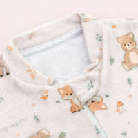 Macacão com Zíper Fleece Luxo Estampa Floresta Para Bebê e Pé Antiderrapante