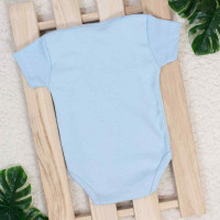 BODY MANGA CURTA PARA BEBÊ EM SUEDINE DINDO E DINDA AZUL CLARO