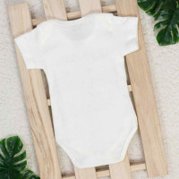 Body Manga Curta Para Bebê em Suedine Amor da Mamãe e do Papai Creme