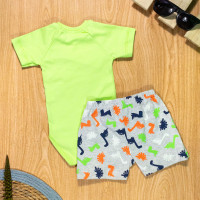 Conjunto para Bebê Body e Shorts Dino Interativo Verde Cítrico