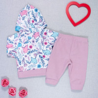 CONJUNTO PARA BEBÊ SOFT COM CAPUZ ESTAMPADO PASSARINHO BRANCO
