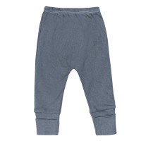 CALÇA PARA BEBÊ CANELADA PÉ REVERSÍVEL E BORDADO NO BUMBUM CHUMBO