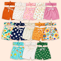 Shorts com Faixinha Minimalista Borboletas Para Bebês Até 12 Meses
