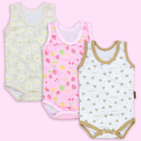 Kit 3 Bodies Regata em Malha Fresquinha Kit Menina para Bebês até 12 meses