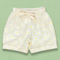 Shorts para Bebê em Malha Estampada Flores Era Uma Vez