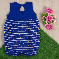 MACACÃO CURTO PARA BEBÊ MENINA ESTAMPADINHO BOLINHAS MARINHO