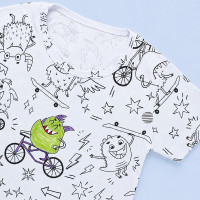 Pijama Infantil Curto Para Colorir Com Canetinhas de 2 até 14 anos Estampas Sortidas Menino