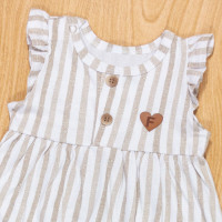 VESTIDO PARA BEBÊ 100% ALGODÃO LISTRADINHO BEGE