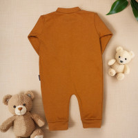 MACACÃO LONGO ZÍPER EM SUEDINE PARA BEBÊ CARAMELO