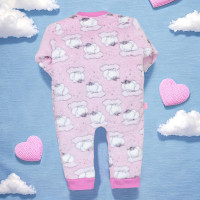 Macacão de Bebê Fleece Elefantinho Aconchego e Estilo Rosa