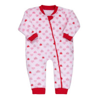 MACACÃO PARA BEBÊ DE PELÚCIA FLEECE LONGO ZÍPER CORAÇÃO VERMELHO