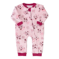 Macacão Fleece Panda Rosa - Conforto para Bebês 0 a 12 Meses