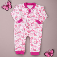 Macacão para Bebê em Fleece Branco com Borboletas Rosas
