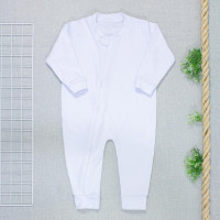 Macacão Infantil Branco 100% Algodão com Zíper 12-24M