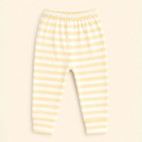 Calça Infantil Tecido Macelin Estampado Listrado Amarelo De 12 A 24 Meses