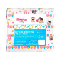 FRALDA SUPREME 5 PÇS 70CM X 70CM ESTAMPADINHA TURMA DA MÔNICA MENINA