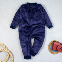 MACACÃO INFANTIL DE PELÚCIA FLEECE LONGO ATÉ 24 MESES ZÍPER MARINHO