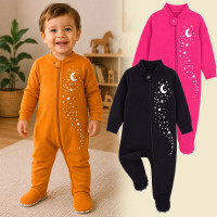 Macacão Infantil Térmico Brilha no Escuro Zíper Pé Antiderrapante Caramelo de 12 a 24 Meses