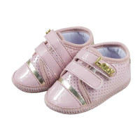 BOTINHA PARA BEBÊ VELCRO ROSE COM DOURADO KETO